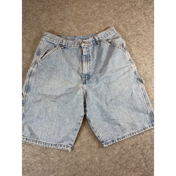 Vintage Wrangler Carpenter Jorts Shorts Mens 32 Blue Baggy Utility Work Outdoor - Picture 1 of 6